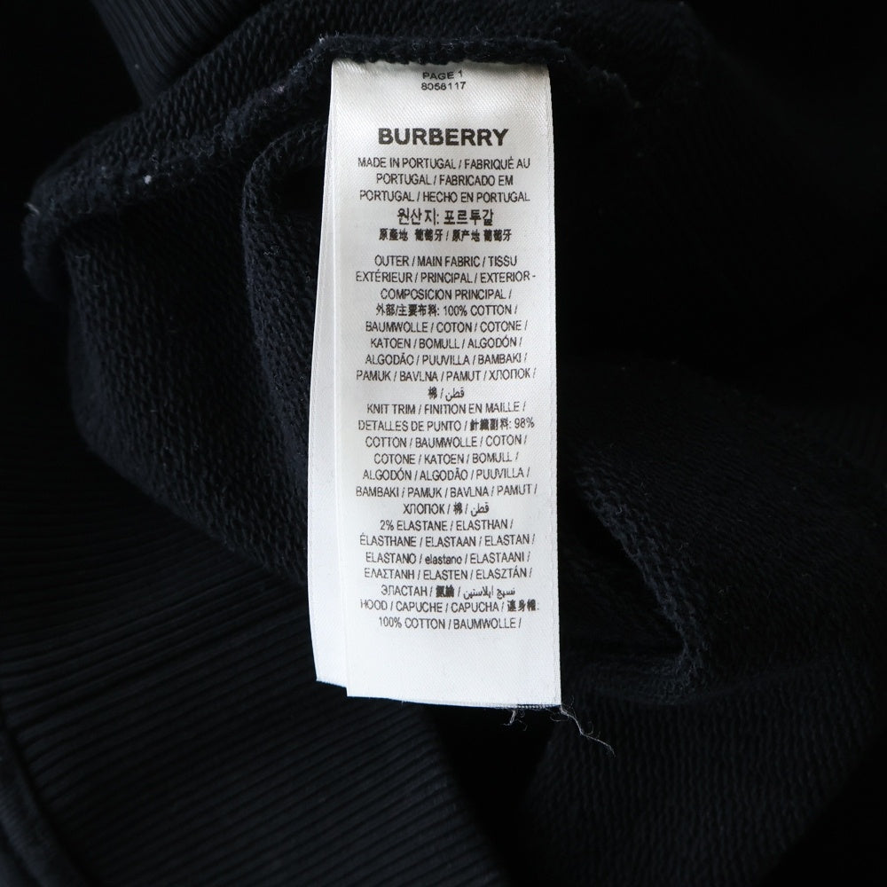 BURBERRY(バーバリー) 23SS ノバチェックフード ドローコード プルオーバーパーカー スウェット ブラック 8058117 レディース