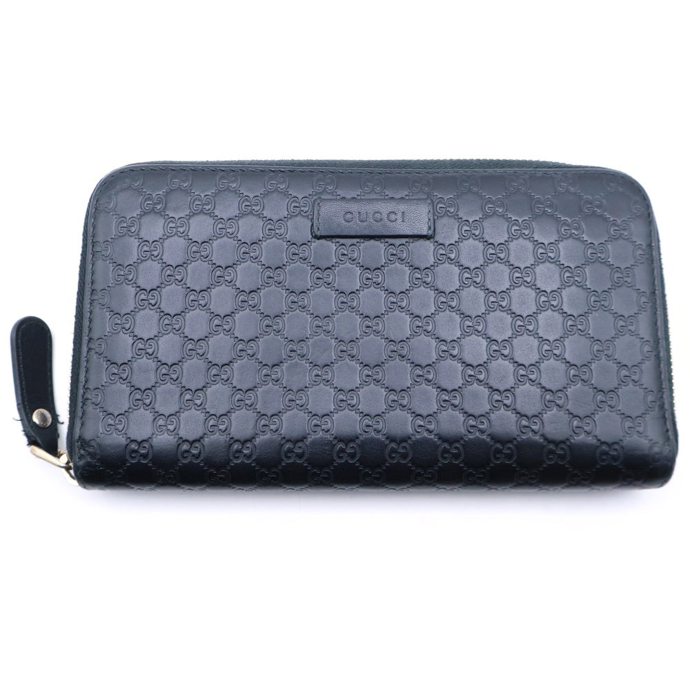 GUCCI(グッチ) グッチシマ 長財布 ロングウォレット カードケース ブラック レザー 449391 ゴールド金具