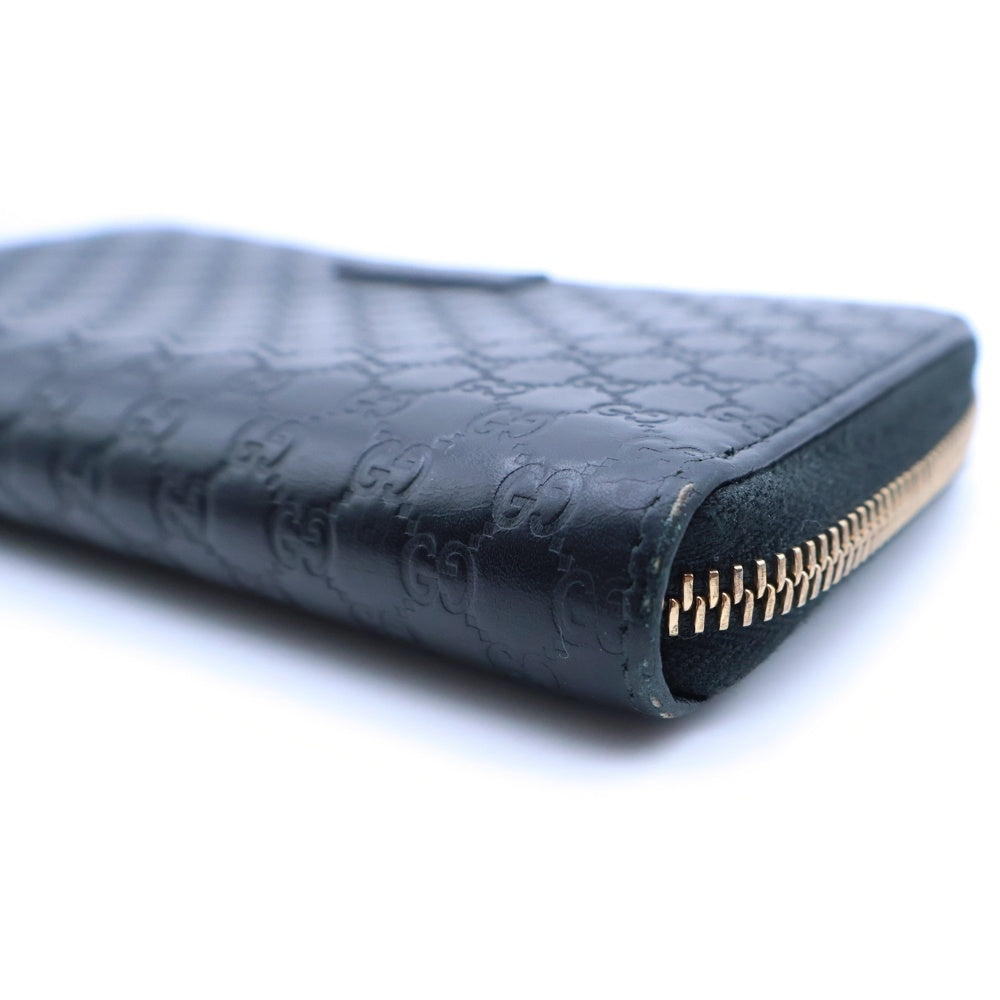 GUCCI(グッチ) グッチシマ 長財布 ロングウォレット カードケース ブラック レザー 449391 ゴールド金具