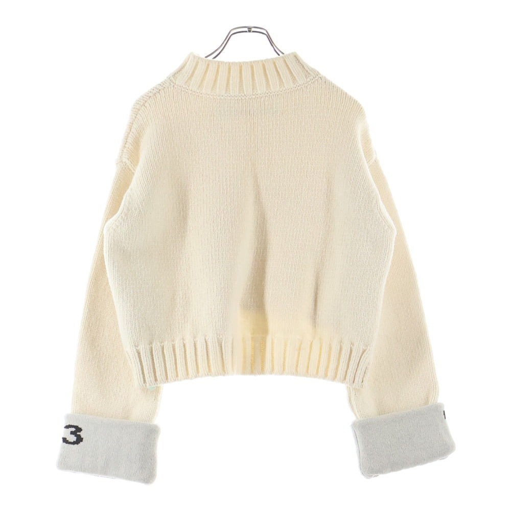 OFF-WHITE(オフホワイト) カフスオーバー モックネック クロップドニットセーター アイボリー レディース