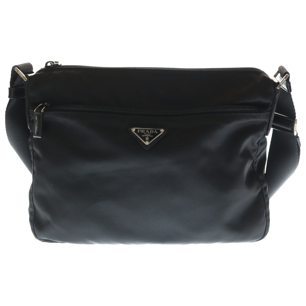 PRADA(プラダ) トライアングルロゴ ショルダーバッグ ブラック テスートナイロン BT0421 シルバー金具 レディース