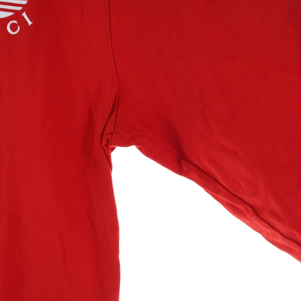 GUCCI(グッチ) × アディダス トレフォイルロゴ プリント クルーネック ロングスリーブ 長袖 Tシャツ ワンピース カットソー レッド レディース 693537