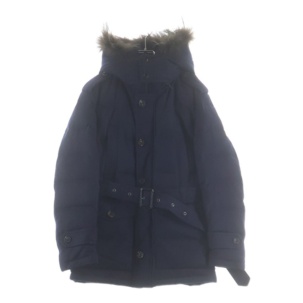 BURBERRY BLACK LABEL(バーバリー ブラックレーベル) ファーフーデッド ウール ダウンジャケット ネイビー
