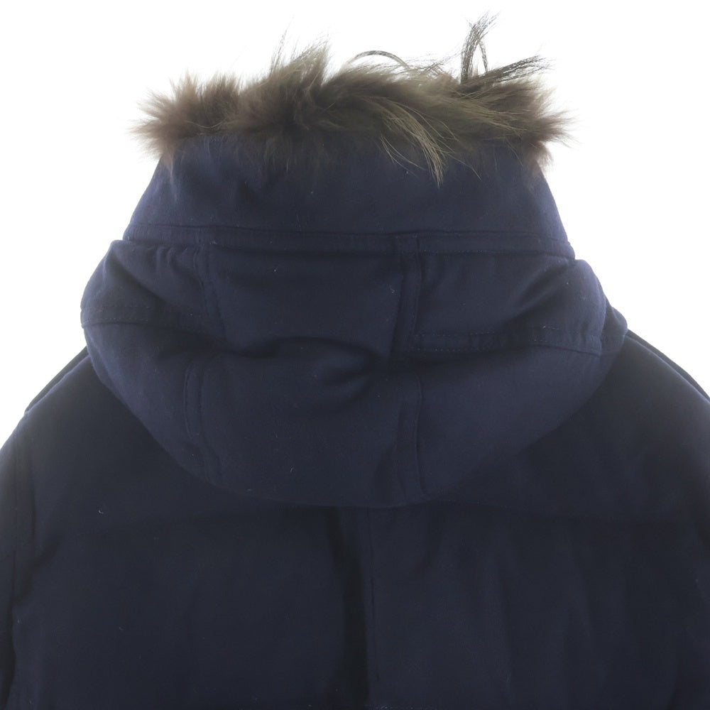 BURBERRY BLACK LABEL(バーバリー ブラックレーベル) ファーフーデッド ウール ダウンジャケット ネイビー