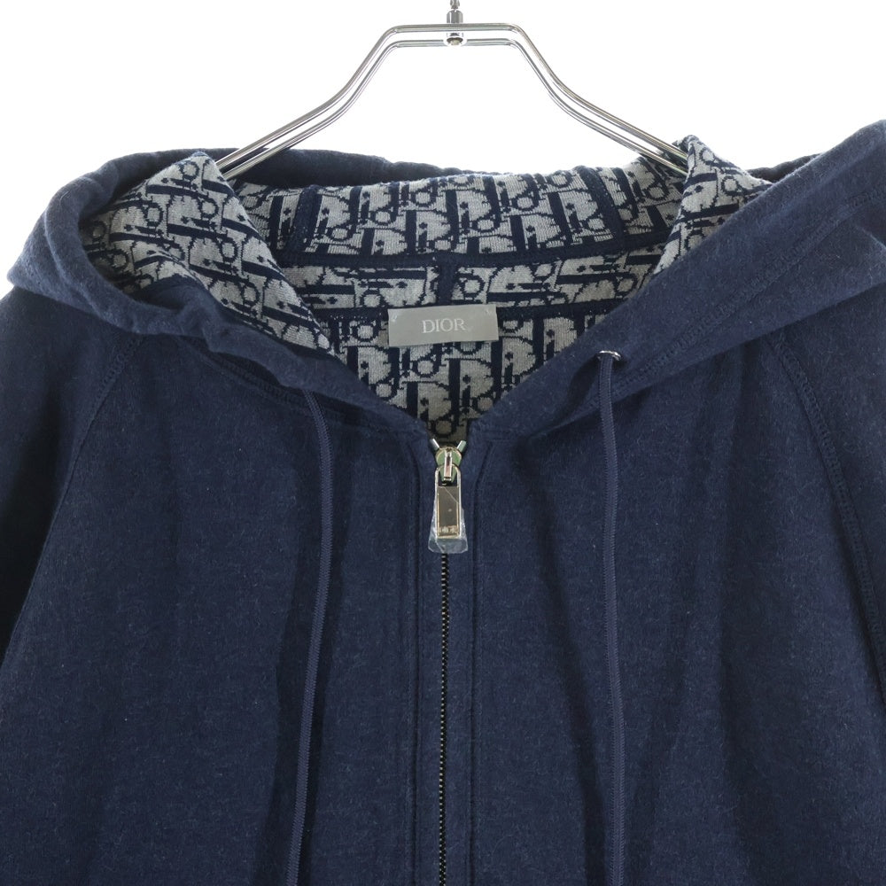 DIOR(ディオール) 21SS Loose Zipper Hooded Jacket オブリーク ジップアップパーカー ネイビー 113M221AT225