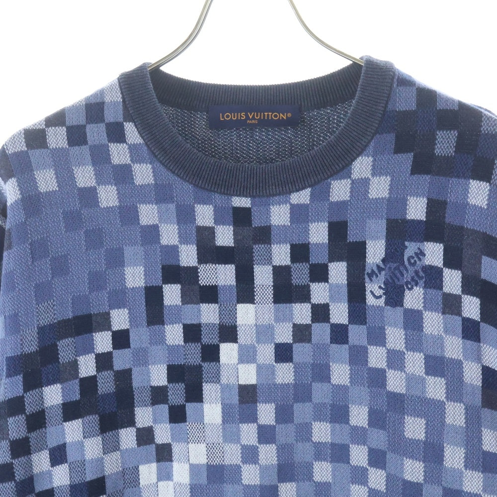 LOUIS VUITTON(ルイヴィトン) 25SS LV Vers Damoflage Jacquard Pullover ダミエ セーター ネイビー RM251Q AUR HQN72W