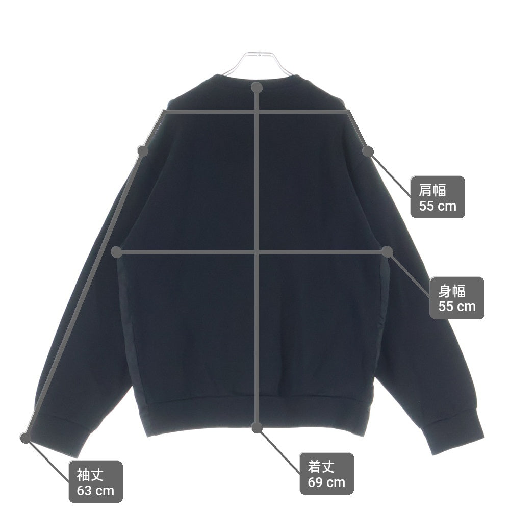 PRADA(プラダ) RE-NYLON リナイロン 切り替え トライアングルロゴプレート テクニカルコットン プルオーバースウェットトレーナー ブラック UJL30A