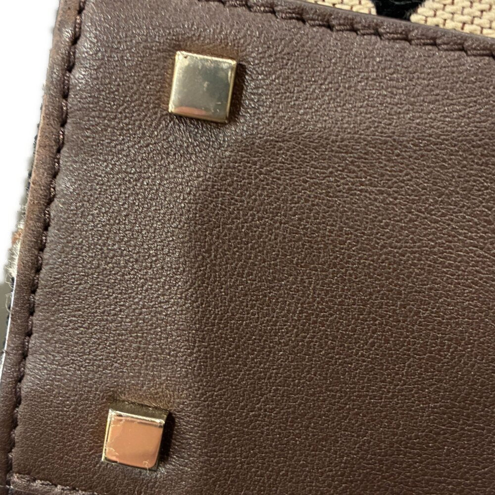 VALENTINO(ヴァレンティノ) トワル イコノグラフ Vロゴ シグネチャー ハンドバッグ トートバッグ ブラウン×ベージュ レザー×キャンバス B0M55WMC ゴールド金具 レディース