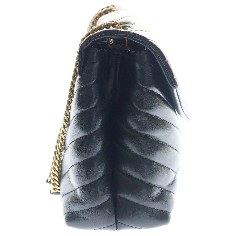 SAINT LAURENT PARIS(サンローランパリ) ルル ラージ レザー チェーンショルダーバッグ ゴールド金具 ブラック レディース