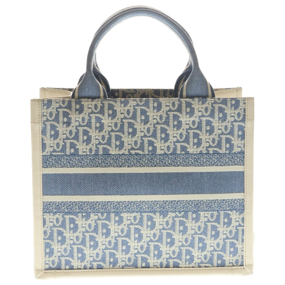 DIOR(ディオール) ブックトート スモール オブリーク キャンバス レザー 2WAY ハンド ショルダー トートバッグ ゴールド金具 インディゴ/アイボリー レディース