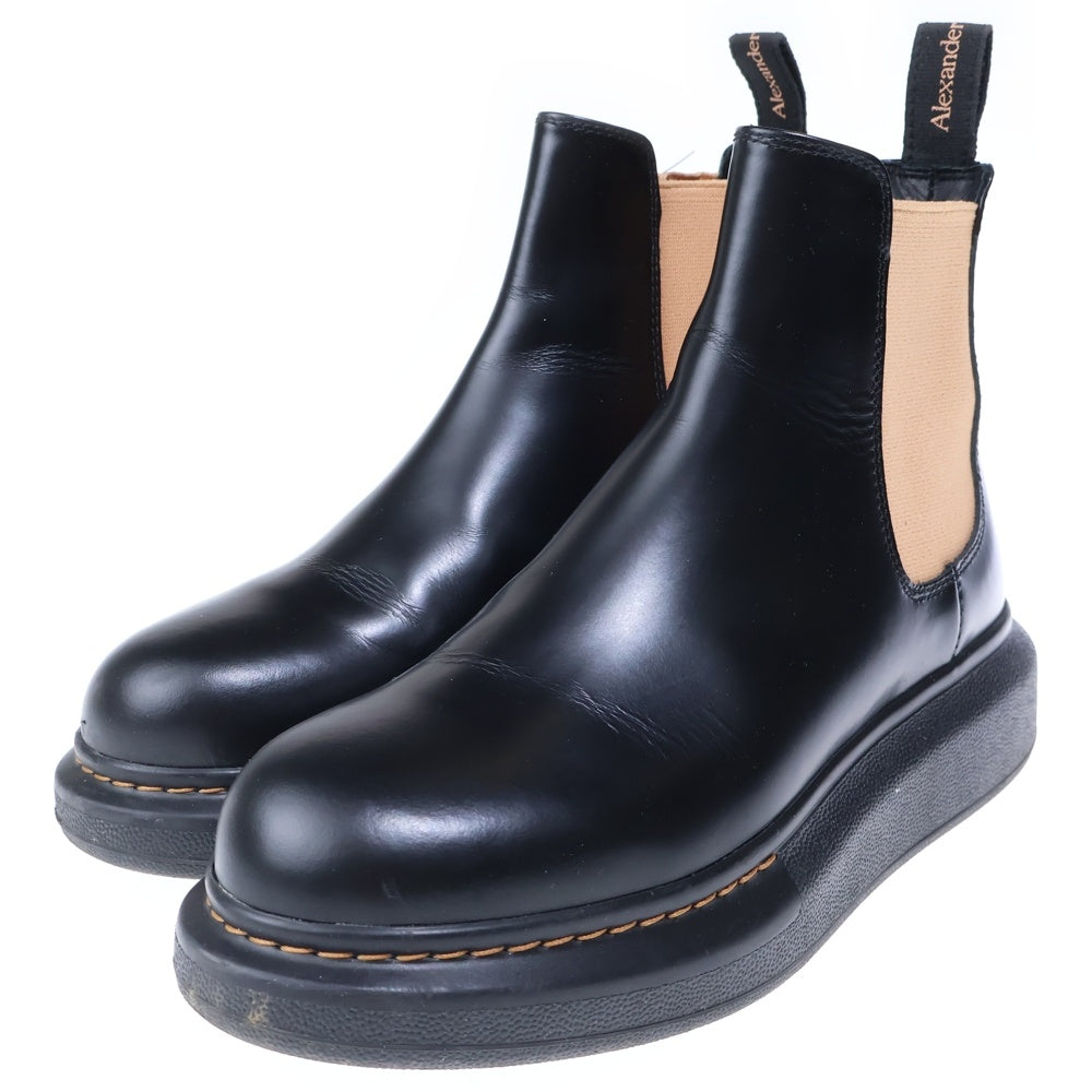 Alexander McQueen(アレキサンダーマックイーン) レザー サイドゴア ショートブーツ ブラック レディース
