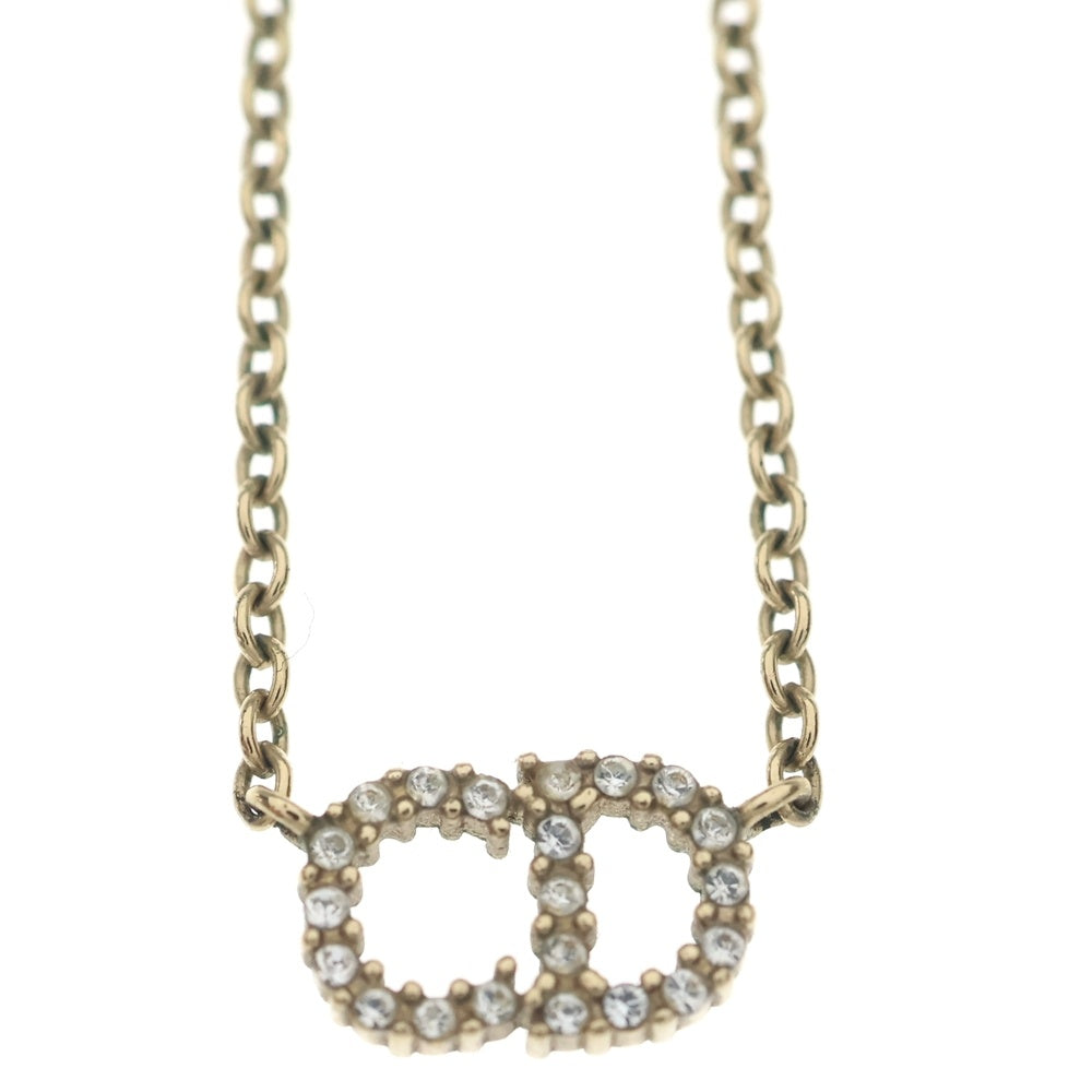 Christian Dior(クリスチャンディオール) CDロゴ ネックレス ペンダント チェーン ゴールド ラインストーン GP レディース