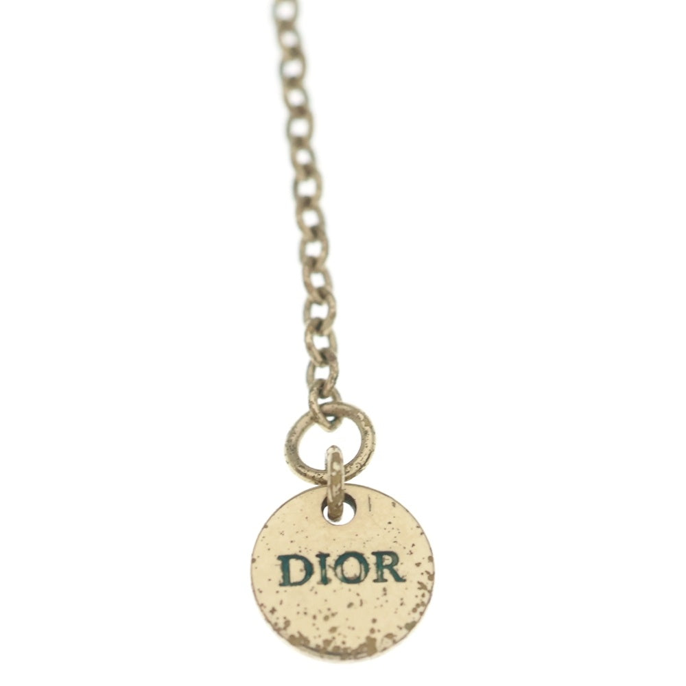 Christian Dior(クリスチャンディオール) CDロゴ ネックレス ペンダント チェーン ゴールド ラインストーン GP レディース