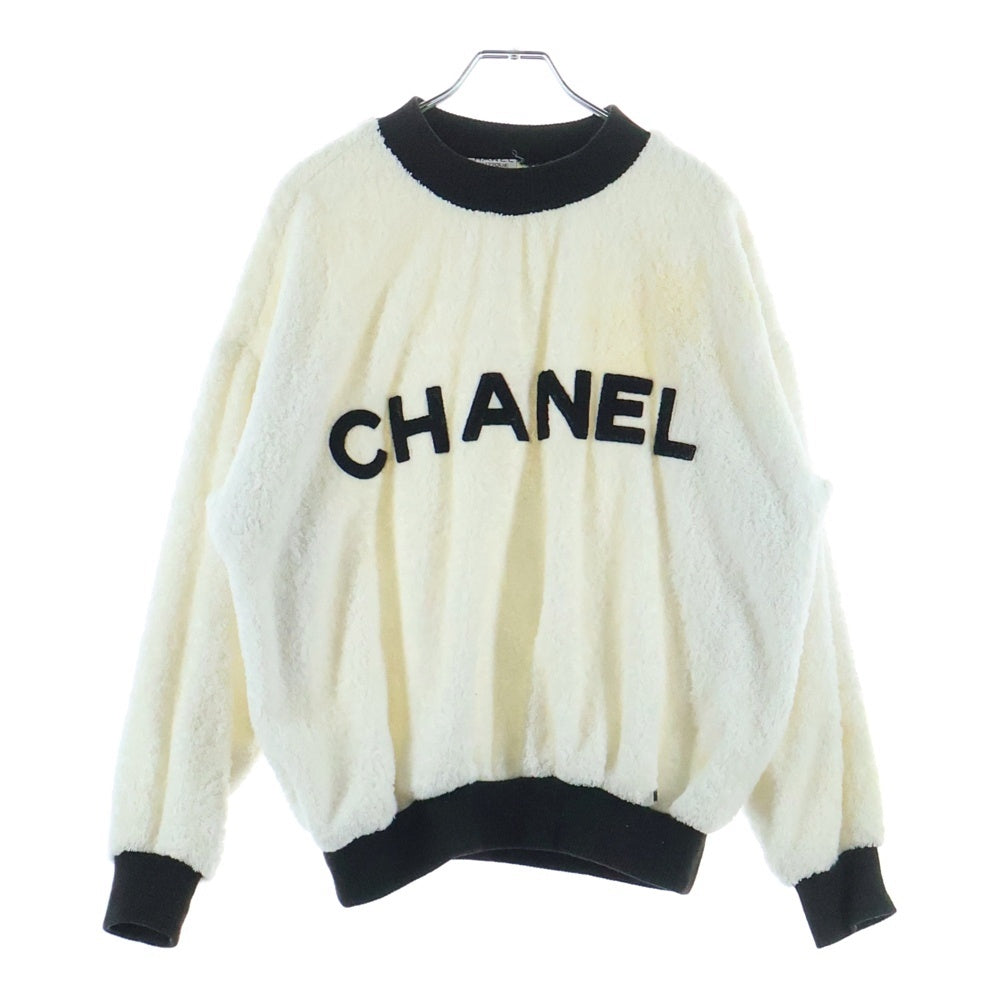CHANEL(シャネル) フロントロゴ パイル地 タオル スウェットトレーナー ホワイト レディース