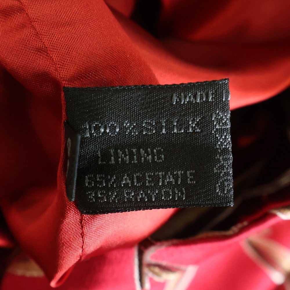 PRADA(プラダ) リーフ シルクワンピース 総柄 レッド レディース