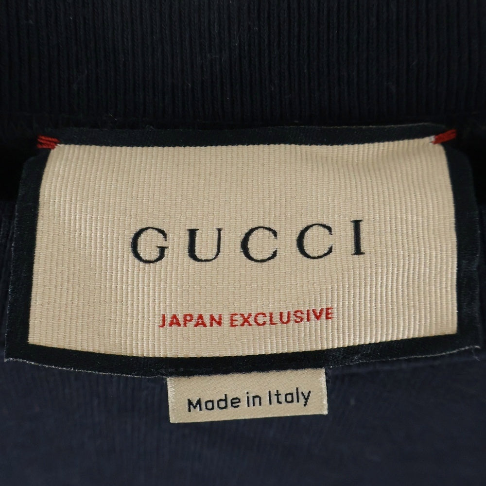 GUCCI(グッチ) バックロゴプリント クルーネックスウェットトレーナー ブラック