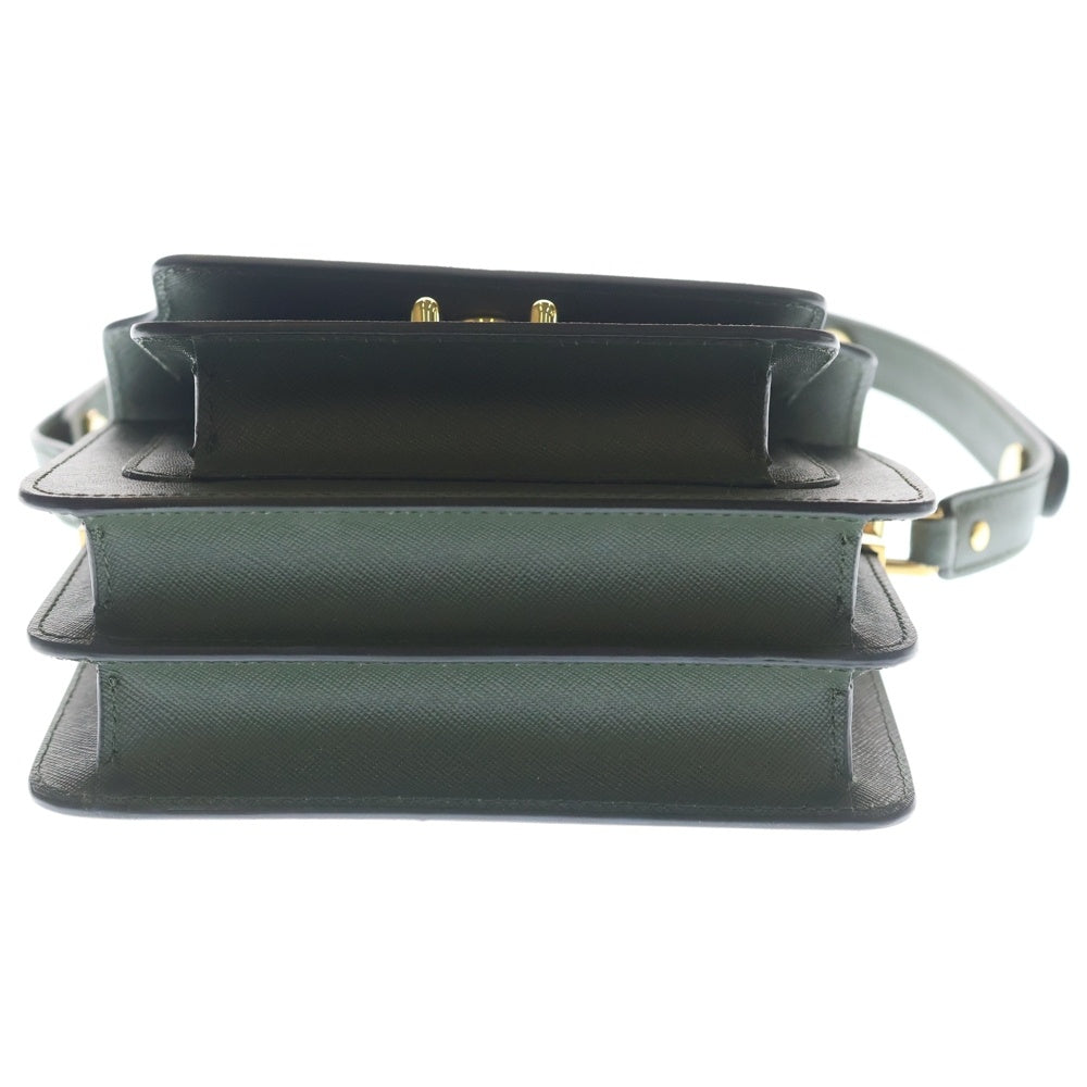 MARNI(マルニ) トランクショルダーバッグ 2WAYショルダーバッグ ハンドバッグ グリーン カーキ レザー SBMPN09NO1 LV520 ゴールド金具 レディース