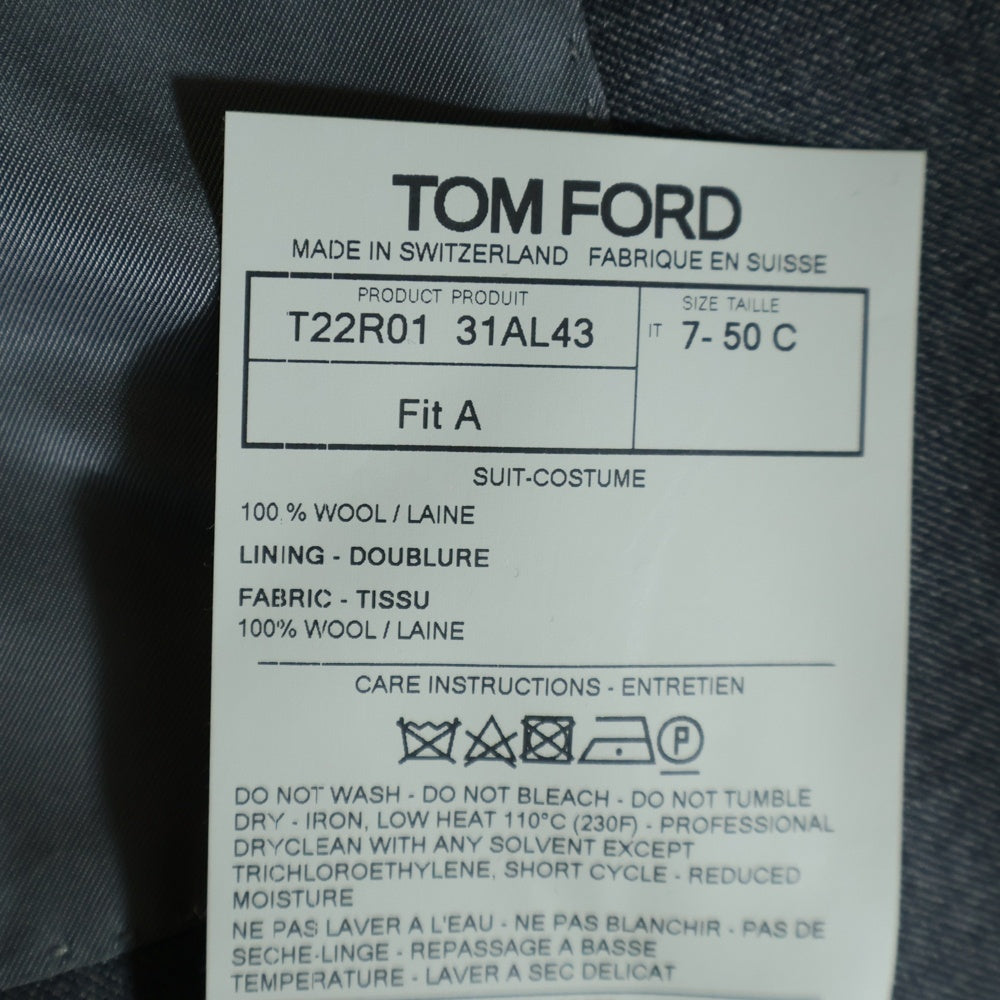 TOM FORD(トムフォード) セットアップ スーツ 3ピース ウール 2B テーラードジャケット ベスト スラックスパンツ グレー T22R01 31AL43