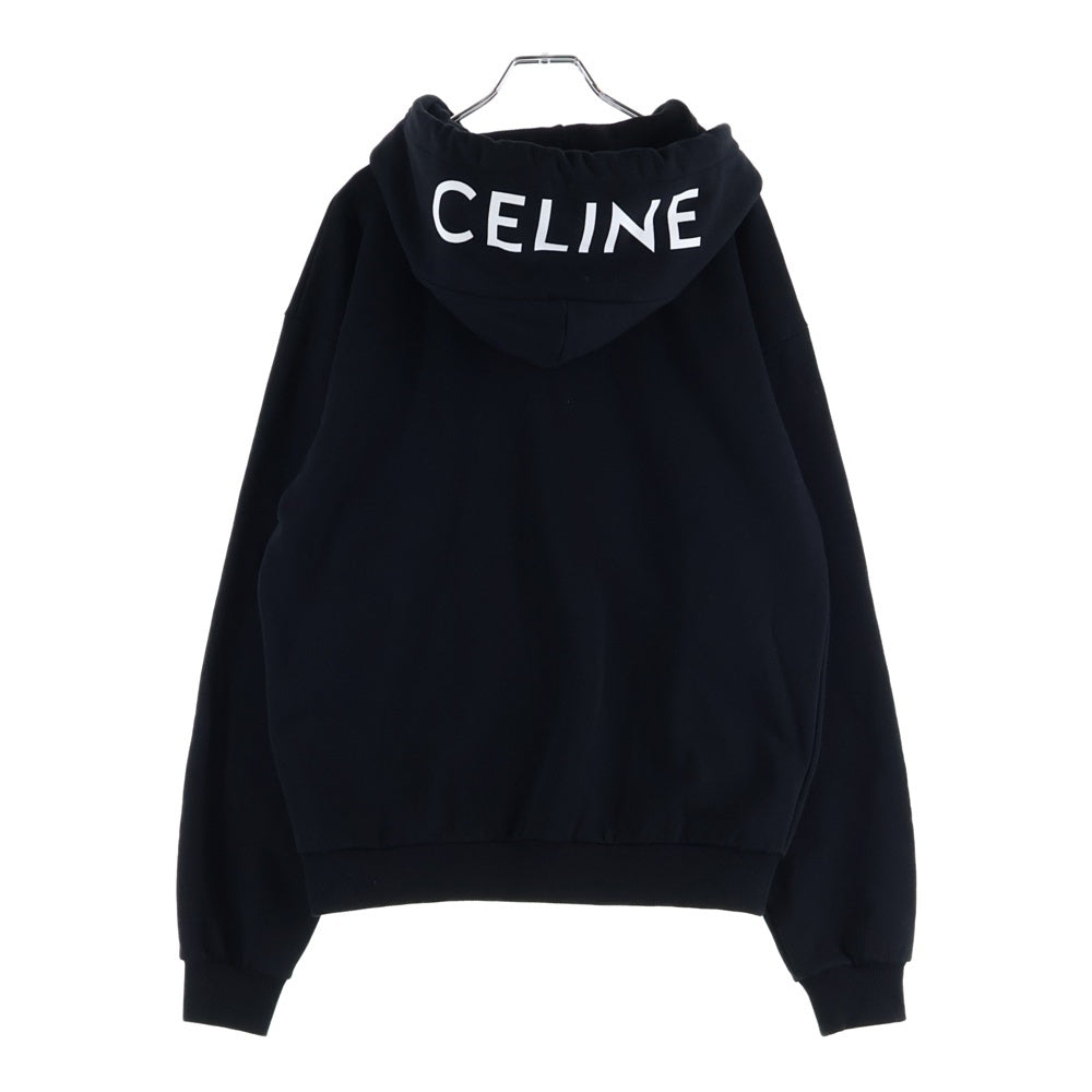 CELINE(セリーヌ) 22SS コットンフリース ルーズ ジップアップ スウェットパーカー フーディー ブラック 2Y497670Q
