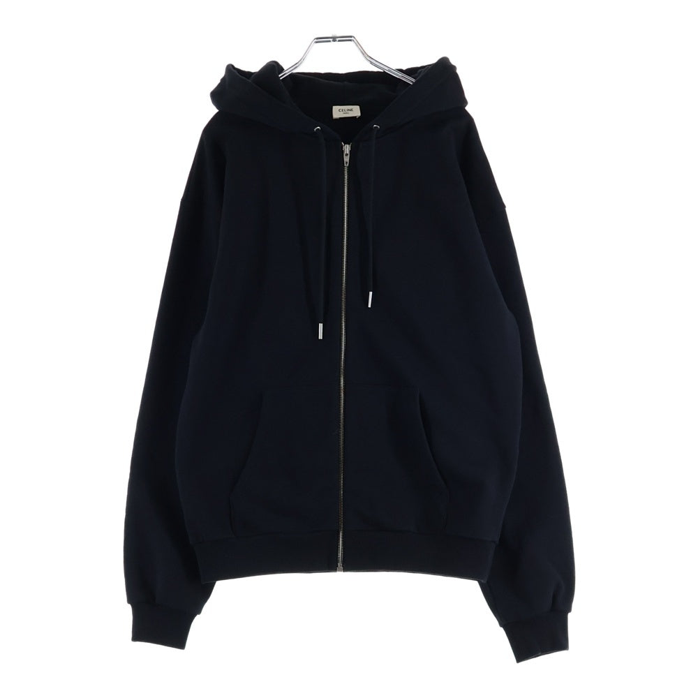 CELINE(セリーヌ) 22SS コットンフリース ルーズ ジップアップ スウェットパーカー フーディー ブラック 2Y497670Q