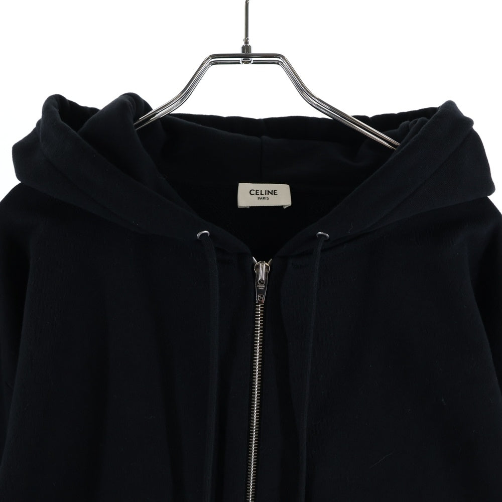 CELINE(セリーヌ) 22SS コットンフリース ルーズ ジップアップ スウェットパーカー フーディー ブラック 2Y497670Q
