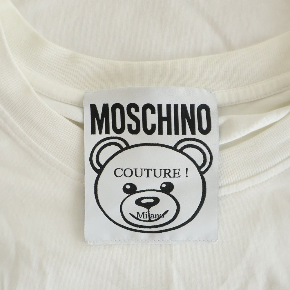 MOSCHINO(モスキーノ) 21SS テディベアプリント クルーネック 半袖 Tシャツ カットソー ホワイト 211ZPV07202040 レディース