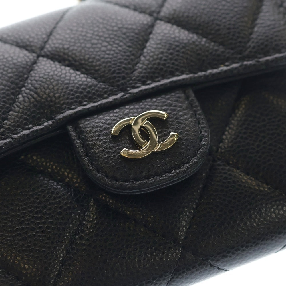 CHANEL(シャネル) マトラッセ チェーンウォレット ミニ財布 ブラック キャビア ゴールド金具 レディース