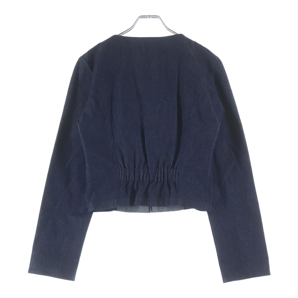 CHANEL(シャネル) 00C クルーズコレクション IDENTFICATION ラメデニム ノーカラー ジップアップ ジャケット インディゴ レディース P14592V08345