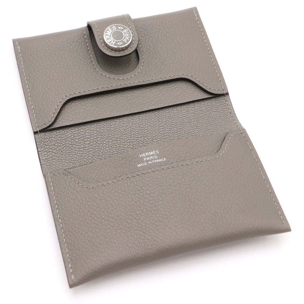 HERMES(エルメス) RMS カードケース 小物入れ グレー エバーカラー グリメイヤー シルバー金具 B刻印 レディース
