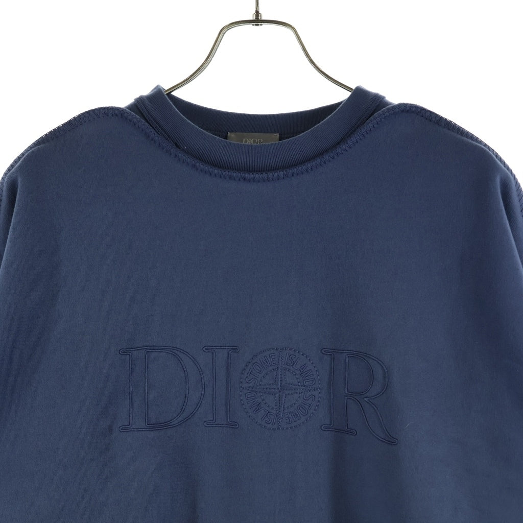 Christian Dior(クリスチャンディオール) ×ストーンアイランド ロゴ刺繍 クルーネック プルオーバースウェット トレーナー ネイビー 493J640A0531