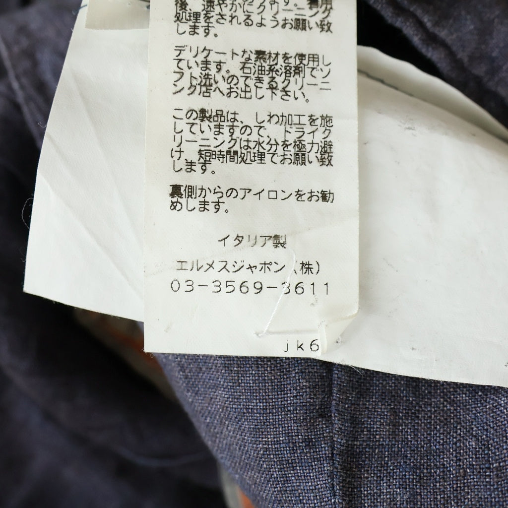 HERMES(エルメス) エクスリブリス ボタン リネン 2B テーラードジャケット ネイビー