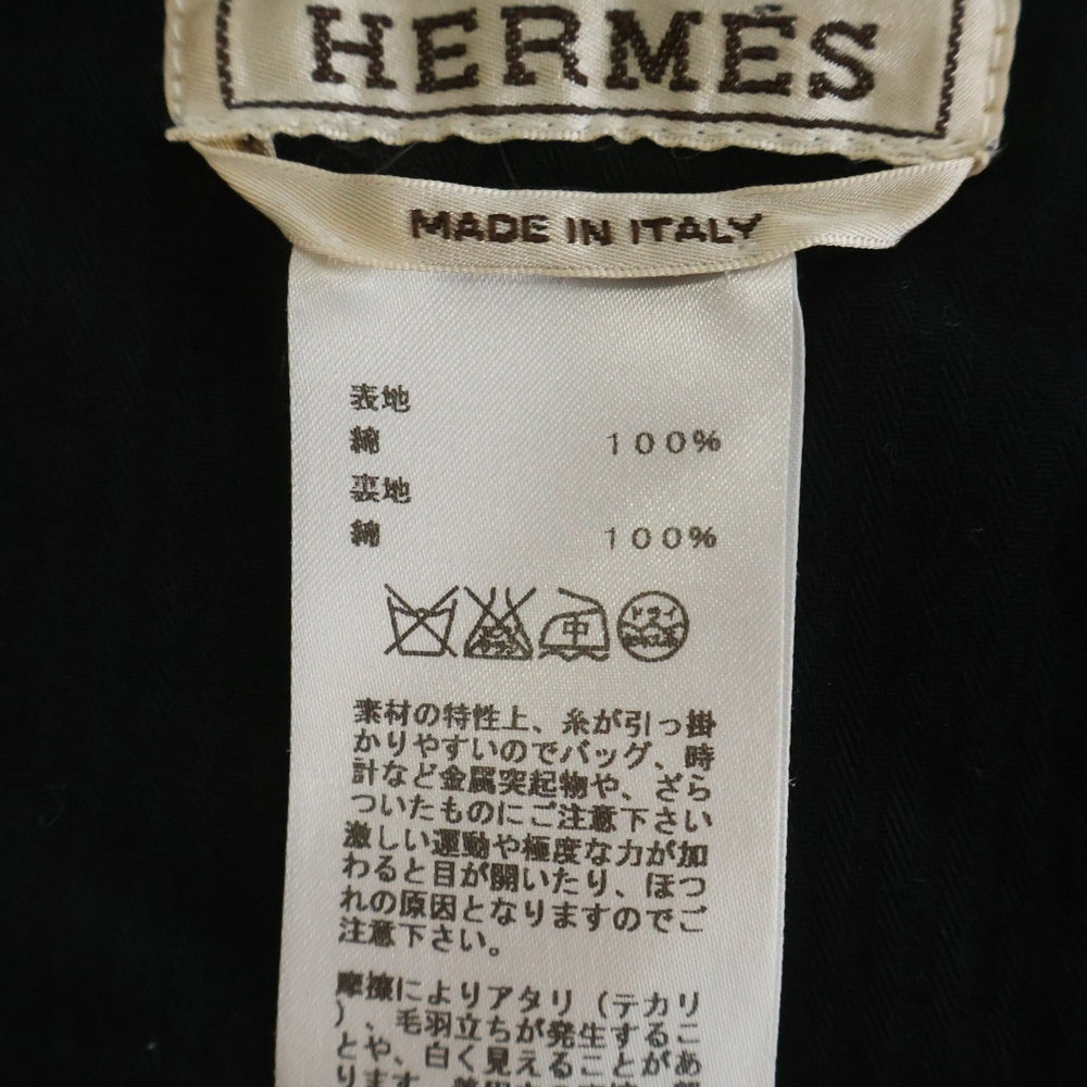 HERMES(エルメス) ジオメトリック 総柄プリント 1タック コットン スラックスパンツ グリーン