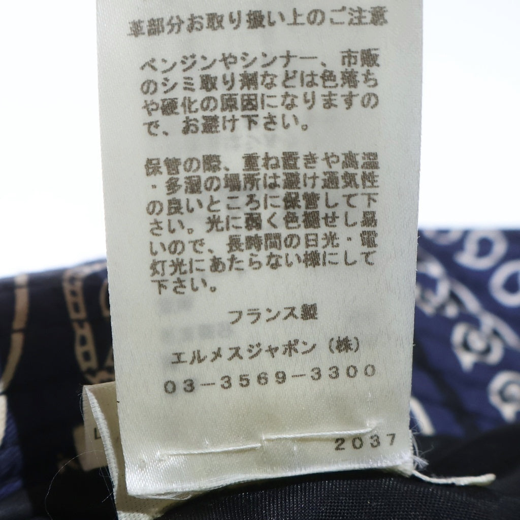 HERMES(エルメス) バケットハット スカーフ柄 ネイビー シルク