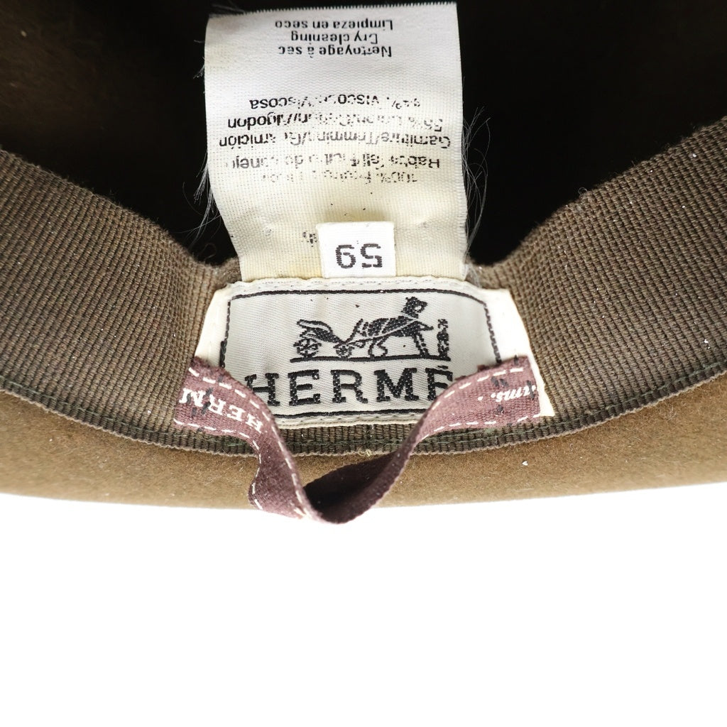 HERMES(エルメス) Hロゴ ウール フェルト ハット 帽子 オリーブ