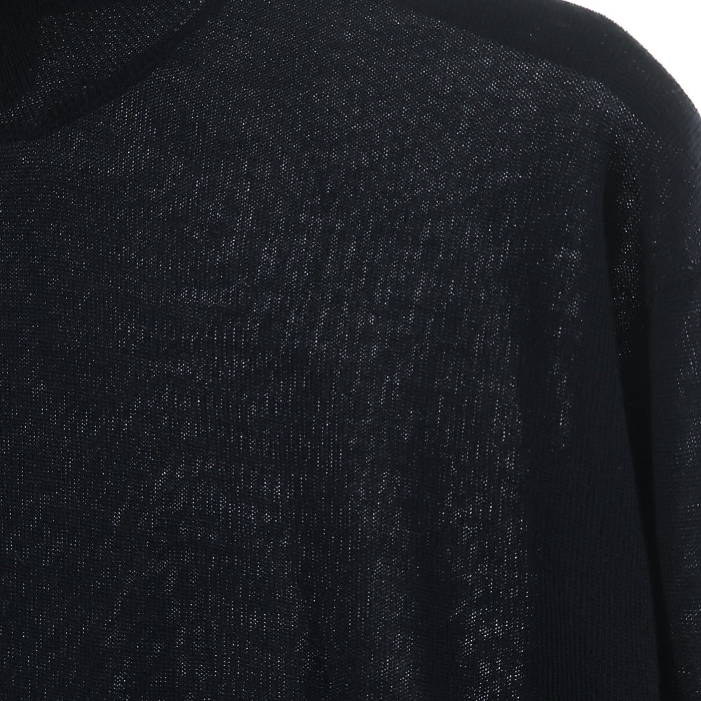 HERMES(エルメス) シルク混 カシミヤニット タートルネック 長袖ニット セーター ブラック