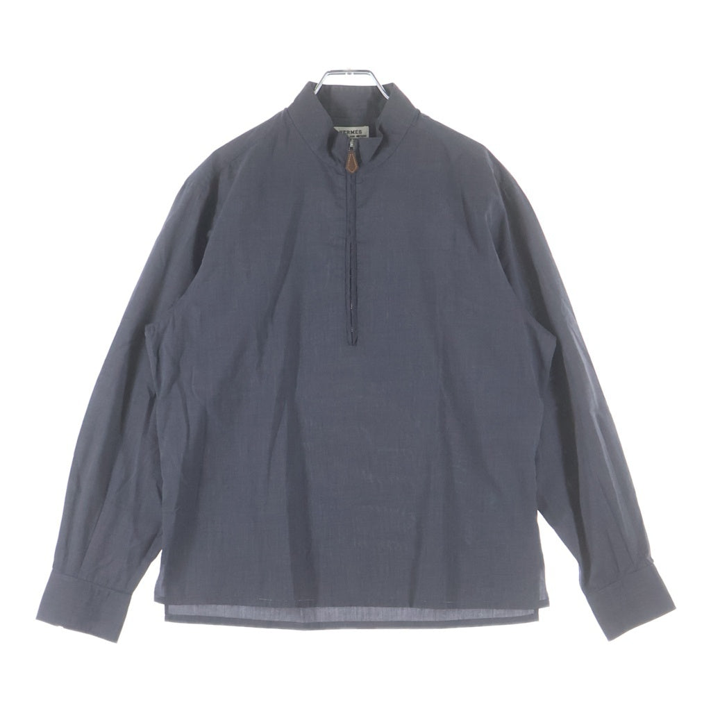 HERMES(エルメス) ハーフジップシャツ グレー コットン