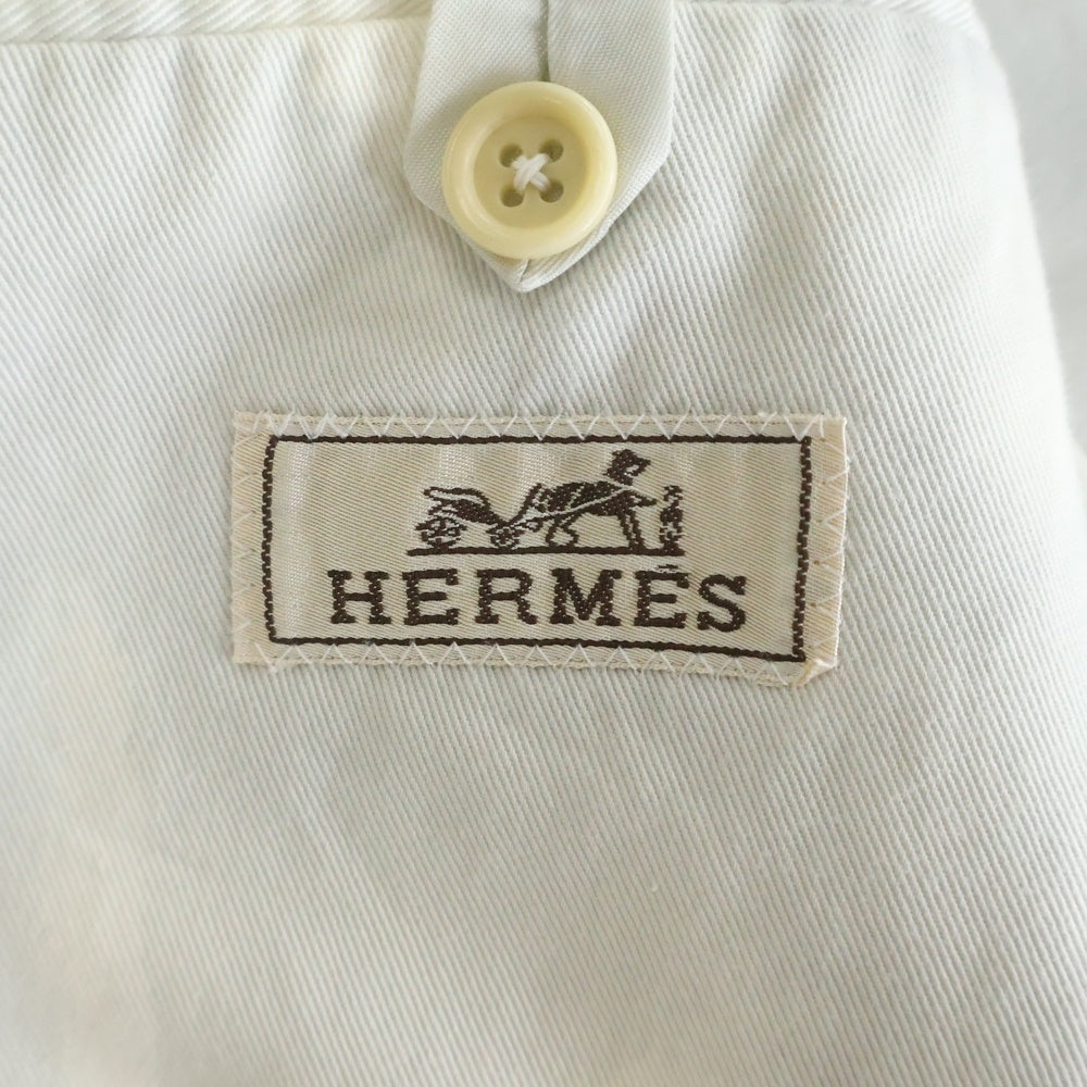 HERMES(エルメス) オーバーダイ プリント ピークドラペル コットン 2B テーラードジャケット ホワイト/グレー