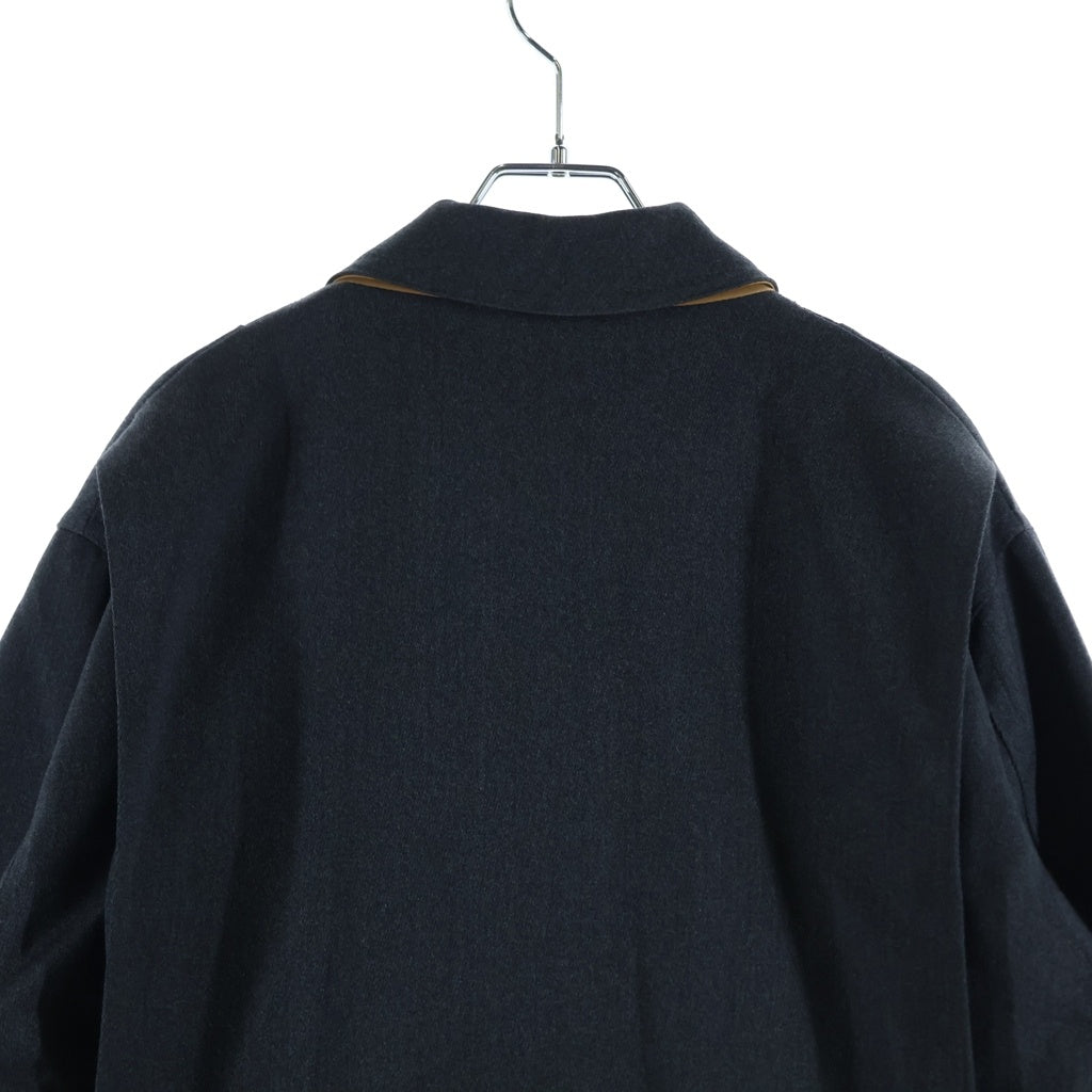 HERMES(エルメス) カバーオール ハンティングジャケット グレー ウール×レザー