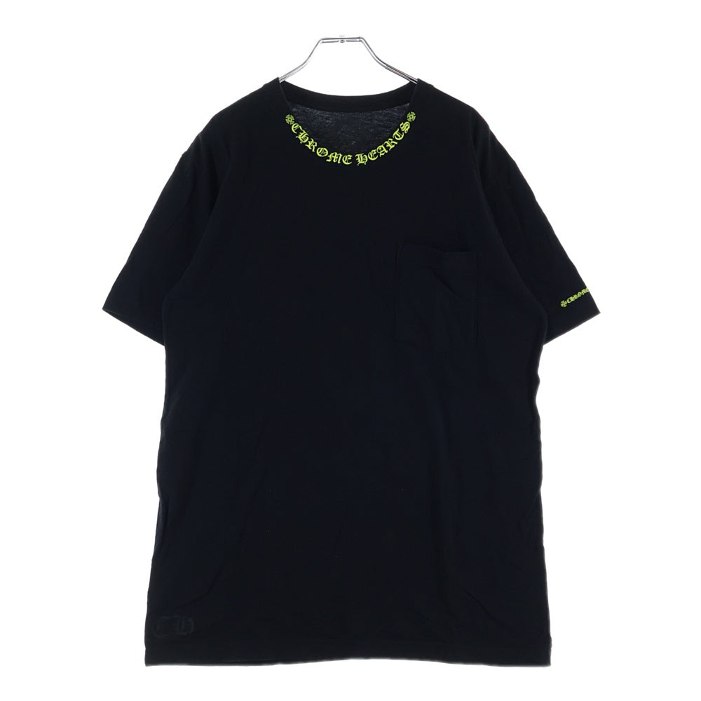 CHROME HEARTS(クロムハーツ) ■ NECK LOGO ネックロゴ 半袖Tシャツ ブラック/イエロー コットン