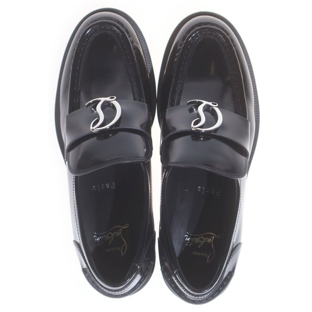 CHRISTIAN LOUBOUTIN(クリスチャンルブタン) Cロゴプレート オックスフォード レザー ダービーシューズ ローファー ブラック レディース 3221081