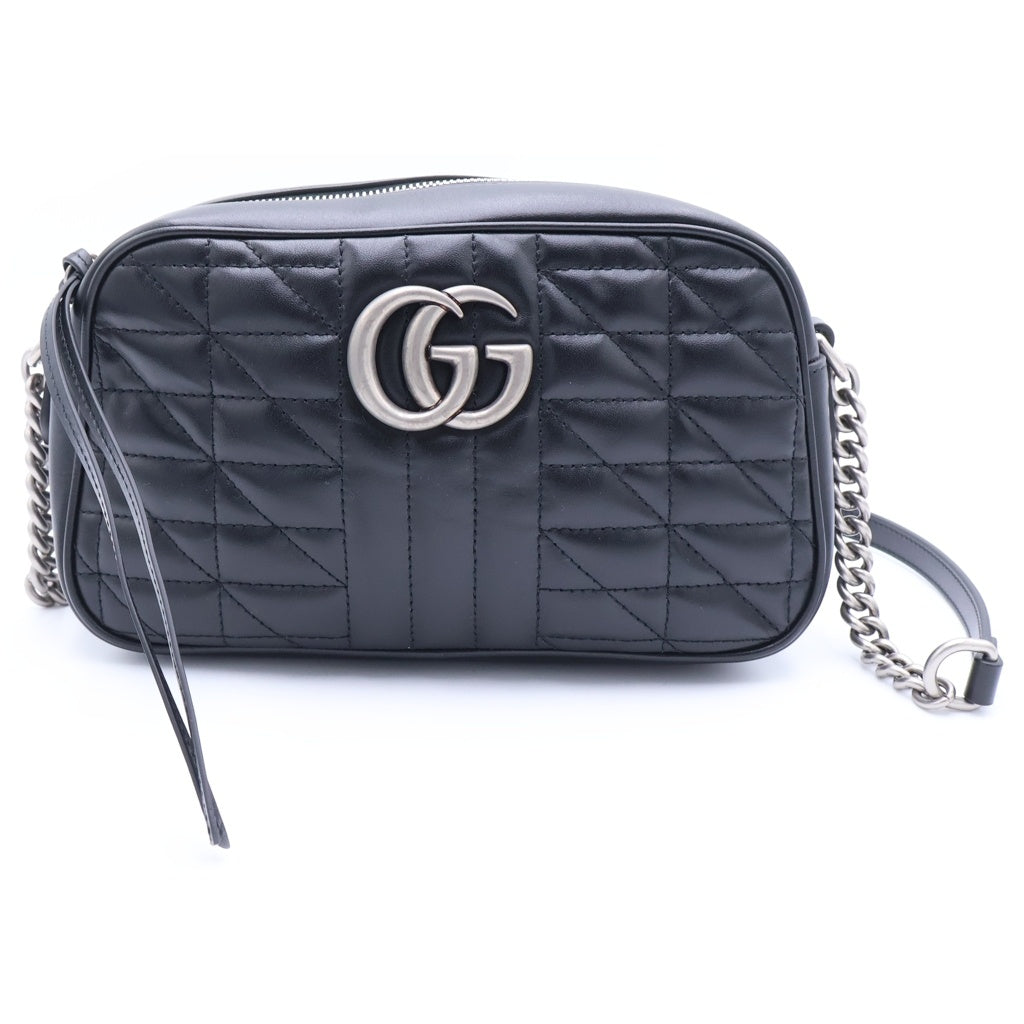 GUCCI(グッチ) GGマーモント レザー ショルダーバッグ ブラック 447632 レディース
