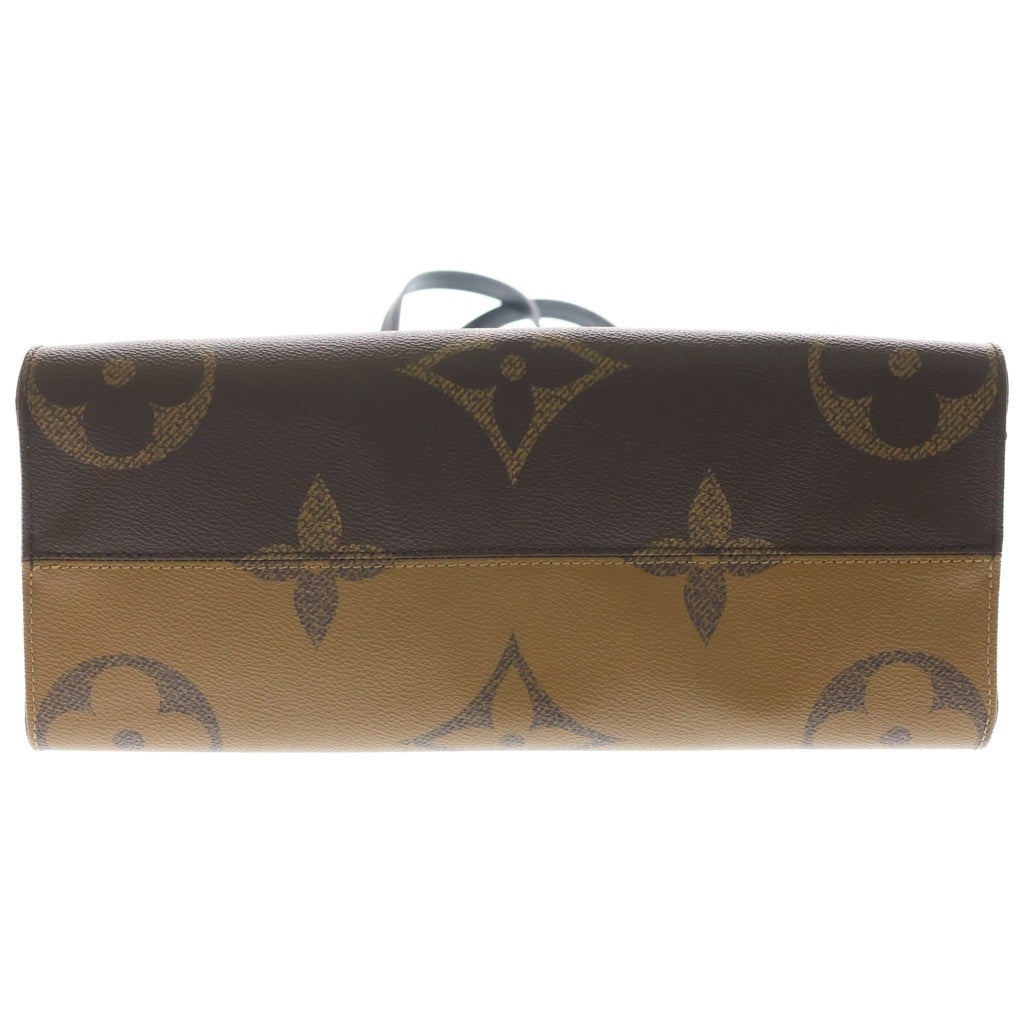 LOUIS VUITTON(ルイヴィトン) モノグラム・ジャイアント オンザゴーMM ハンドバッグ ブラウン レザー×PVC M45321 ゴールド金具 レディース