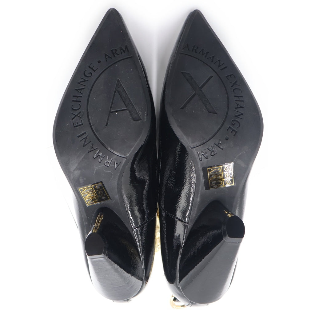 AX ARMANI EXCHANGE(アルマーニ エクスチェンジ) ポインテッドトゥ パンプス ヒール ブラック パテントレザー レディース