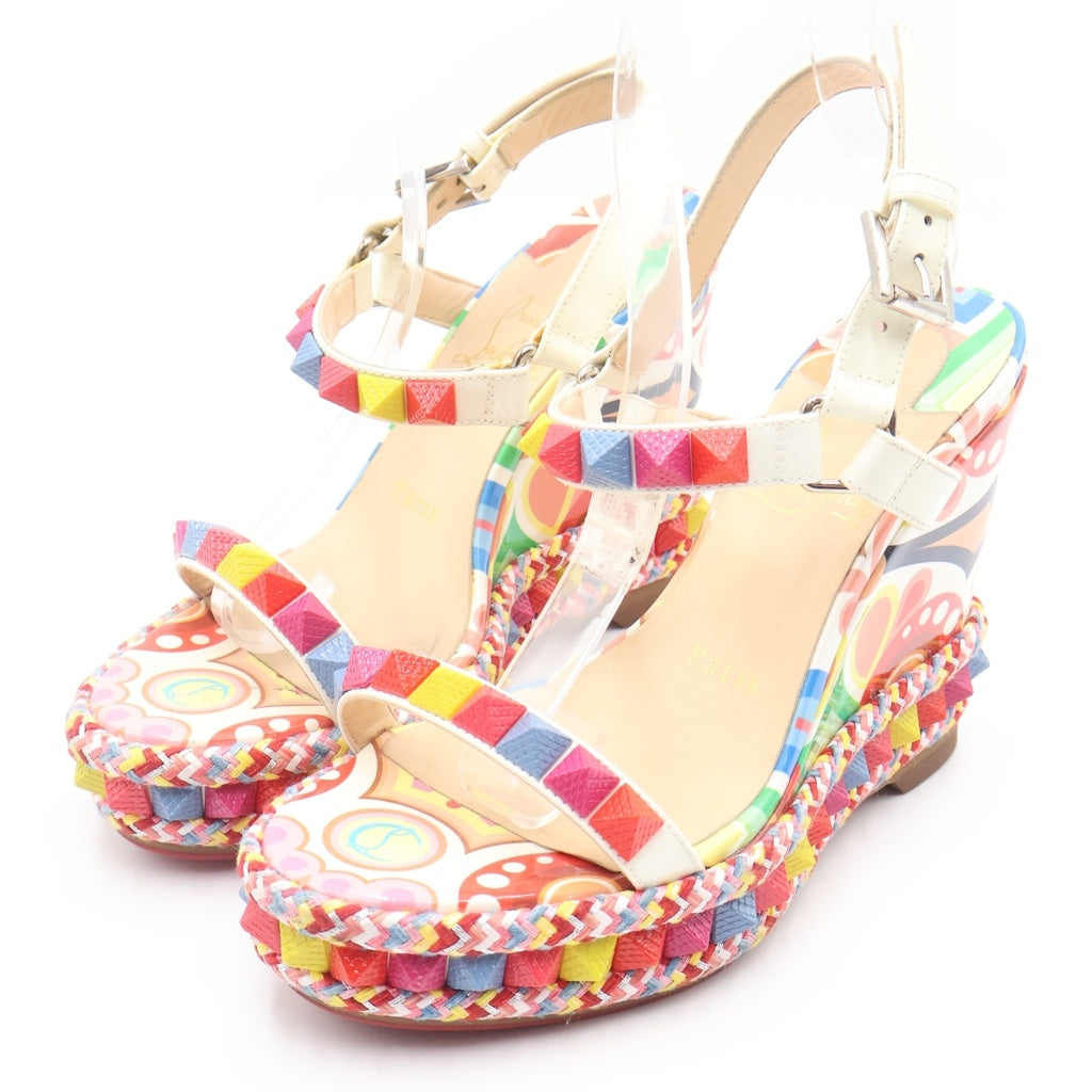 CHRISTIAN LOUBOUTIN(クリスチャンルブタン) ■カタクロウ ロックスタッズ ウェッジソールサンダル マルチカラー レザー レディース