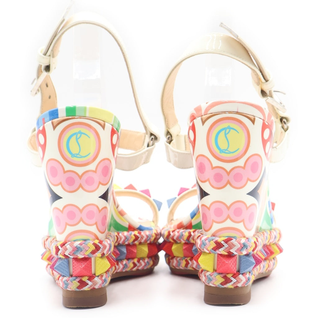 CHRISTIAN LOUBOUTIN(クリスチャンルブタン) ■カタクロウ ロックスタッズ ウェッジソールサンダル マルチカラー レザー レディース