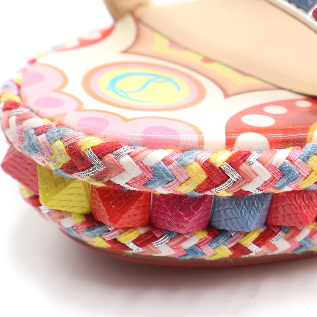 CHRISTIAN LOUBOUTIN(クリスチャンルブタン) ■カタクロウ ロックスタッズ ウェッジソールサンダル マルチカラー レザー レディース