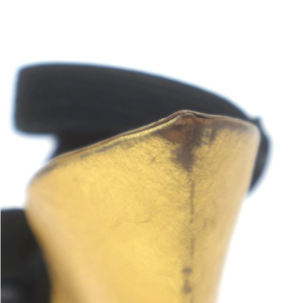 SAINT LAURENT PARIS(サンローランパリ) ウェッジソールサンダル ブラック×ゴールド スエード 265959 レディース