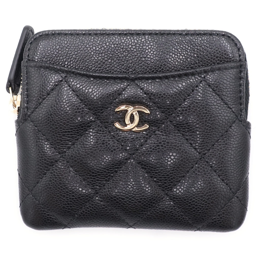 CHANEL(シャネル) マトラッセ クラシック ジップ コインパース ブラック キャビアスキン AP2061 ゴールド金具 レディース
