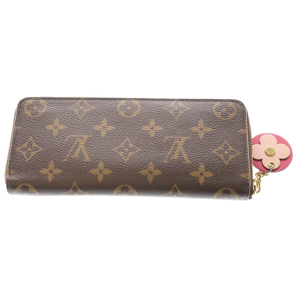 LOUIS VUITTON(ルイヴィトン) ポルトフォイユクレマンス フラワーチャーム モノグラム PVC レザー ジッピーウォレット 長財布 ブラウン M68314 レディース