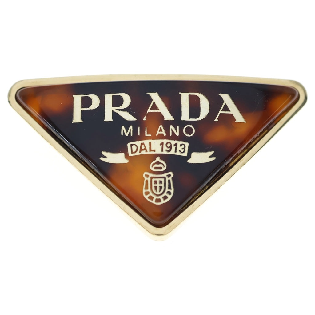 PRADA(プラダ) トライアングルロゴプレート バレッタ ヘアークリップ ゴールド/ブラウン レディース 1IF170